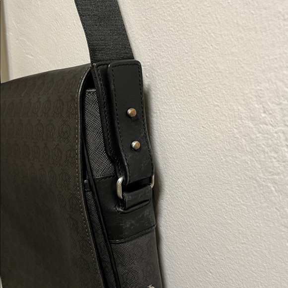 Dunhill Men's Coated Canvas Messenger Bag with Leather Trim - Picture 3 of 12